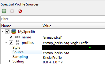 Profile Source Panel EnMAP